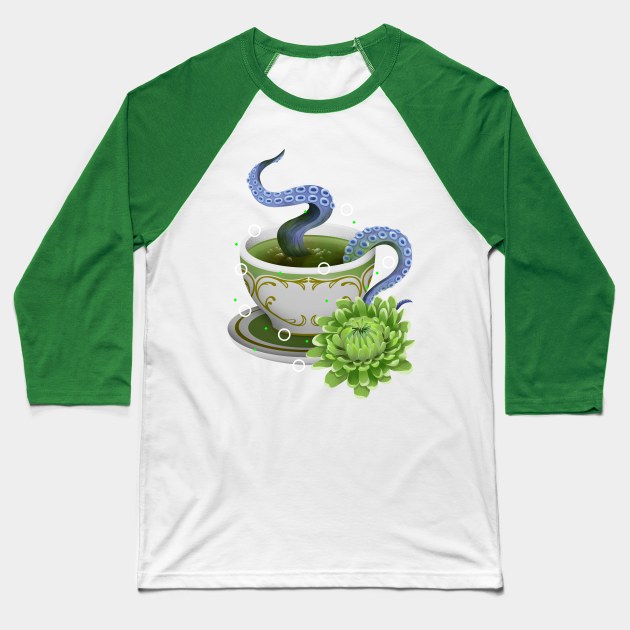 Green Chrysanthemum Tea Baseball T-Shirt by Firebluegraphics